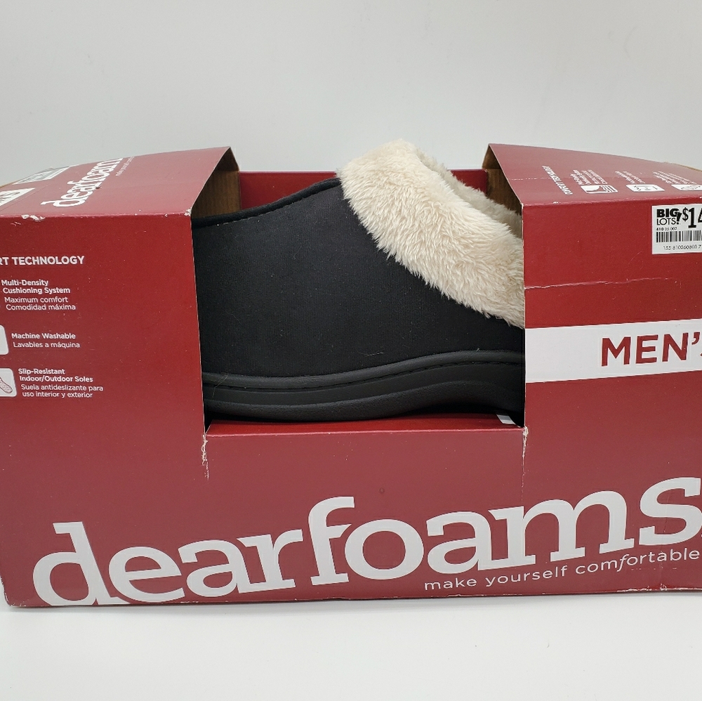 Dearfoams Men's slippers. Black, size Large